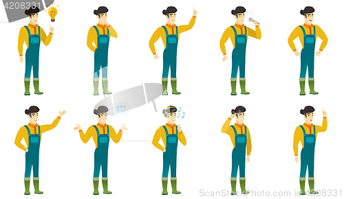 Image of Vector set of illustrations with farmer characters