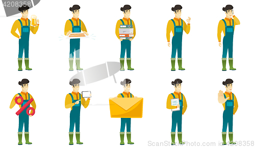 Image of Vector set of illustrations with farmer characters