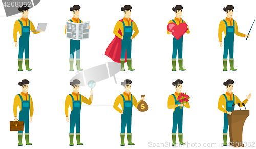 Image of Vector set of illustrations with farmer characters