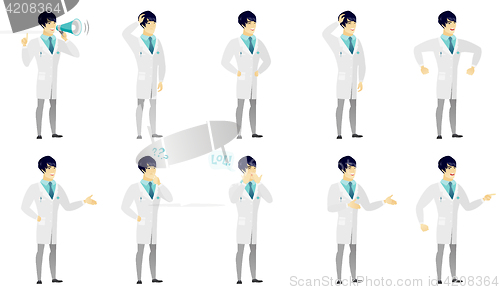 Image of Vector set of illustrations with doctor characters