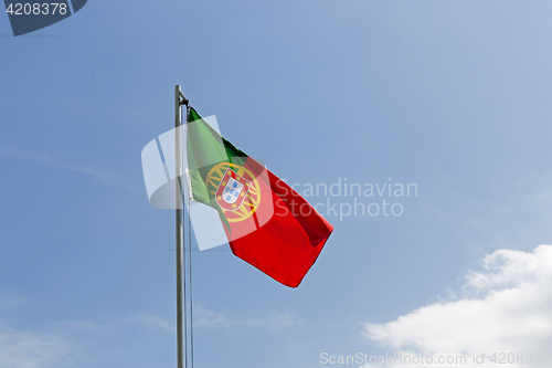 Image of National flag of Portugal on a flagpole