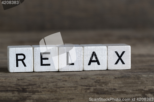 Image of Relax, written in cubes