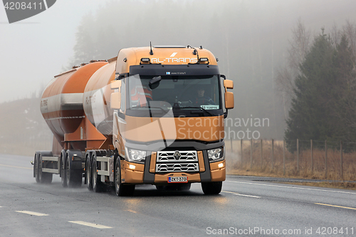 Image of Renault Trucks T Tank Truck on Foggy Road