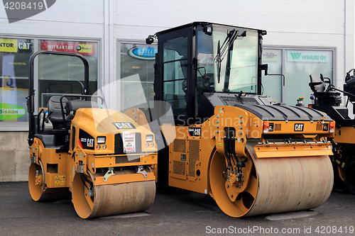 Image of Cat CB22B and CB44B Paving Equipment on Asphalt Yard