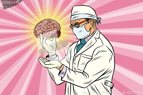 Image of Surgeon doctor and the human brain