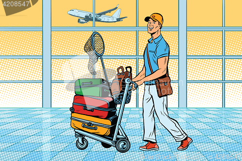 Image of traveller, tourist with Luggage at the airport