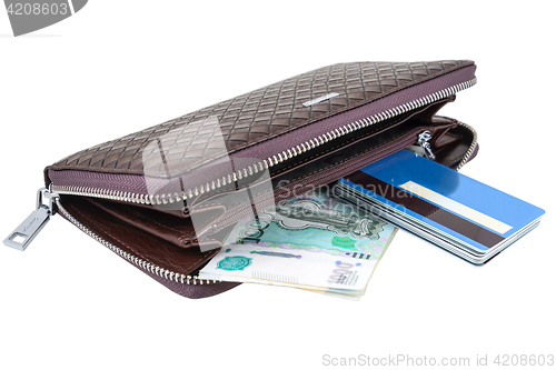 Image of Wallet with rubles and card