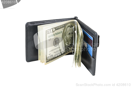 Image of Wallet with dollars and card