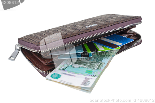 Image of Wallet with rubles and card