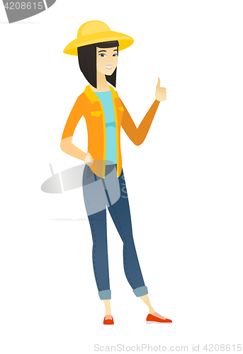 Image of Farmer giving thumb up vector illustration.