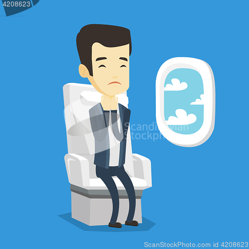 Image of Young man suffering from fear of flying.