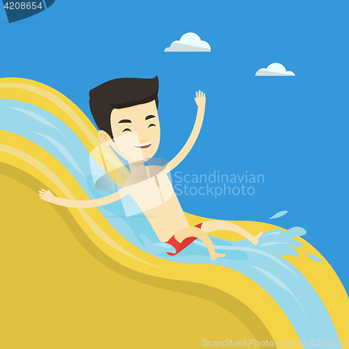 Image of Man riding down waterslide vector illustration.