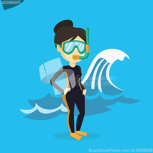 Image of Young scuba diver vector illustration.