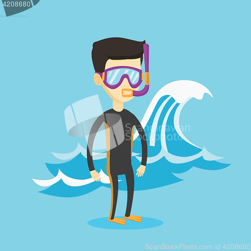 Image of Young scuba diver vector illustration.