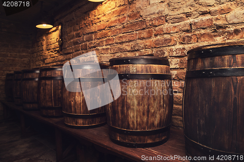 Image of barrels in the wine cellar