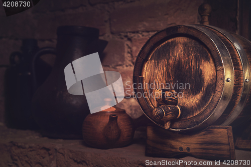 Image of barrels in the wine cellar