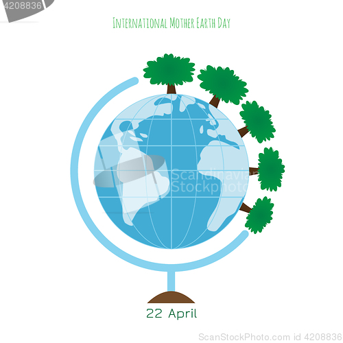 Image of Ecology concept with globe and trees.