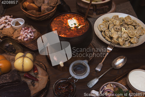 Image of Russian borsch at pot