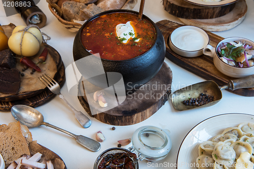 Image of Russian borsch at pot