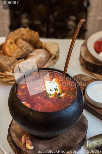 Image of Russian borsch at pot