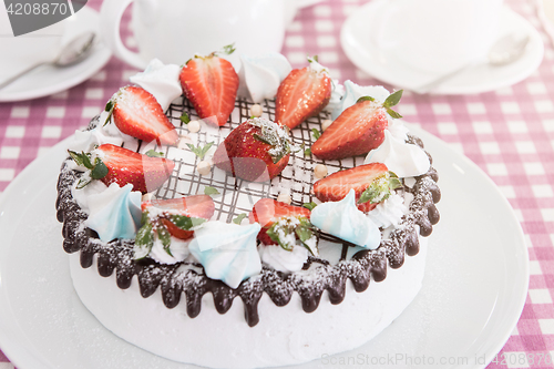 Image of Tasty strawberry cream cake