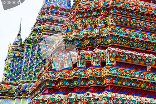 Image of part of multicolored Buddhist temple