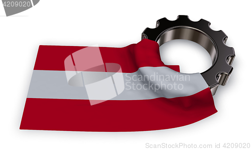 Image of gear wheel and flag of austria - 3d rendering