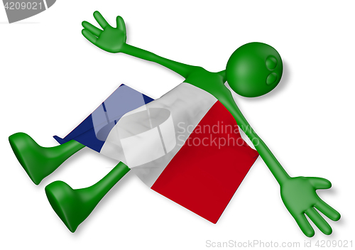 Image of dead cartoon guy and flag of france - 3d illustration