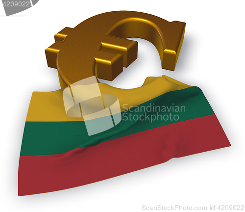 Image of euro symbol and flag of Lithuania - 3d illustration