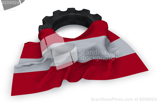 Image of gear wheel and flag of austria - 3d rendering