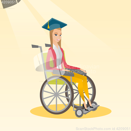 Image of Graduate sitting in wheelchair vector illustration