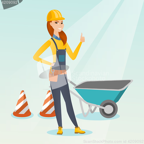 Image of Builder giving thumb up vector illustration.