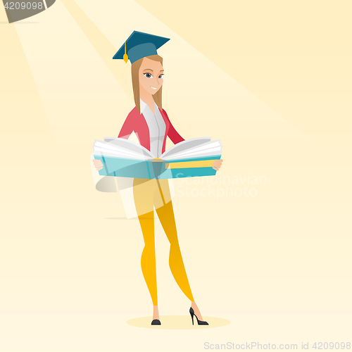 Image of Graduate with book in hands vector illustration.