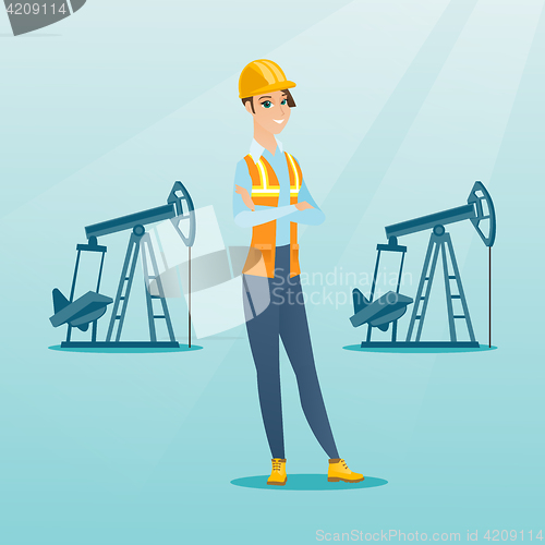 Image of Cnfident oil worker vector illustration.