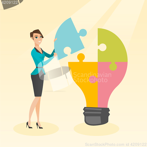 Image of Student with idea lightbulb vector illustration.