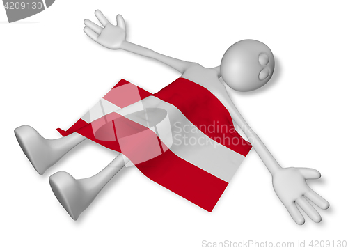 Image of dead cartoon guy and flag of austria - 3d illustration