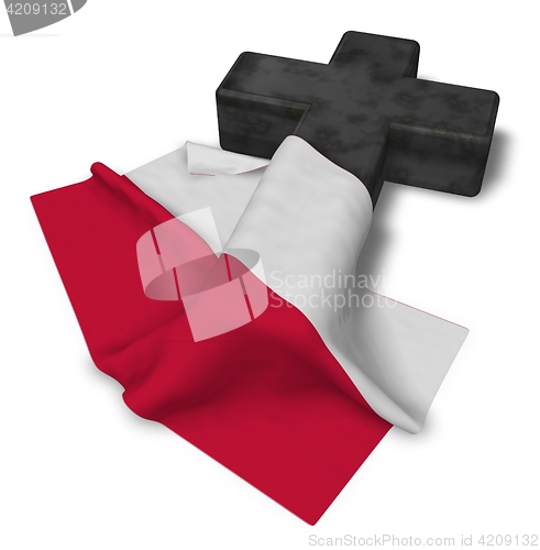 Image of christian cross and flag of poland - 3d rendering