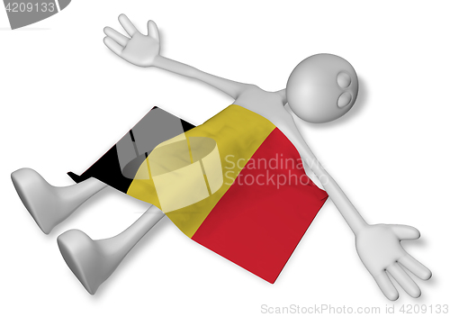 Image of dead cartoon guy and flag of belgium - 3d illustration