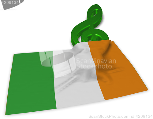 Image of clef symbol and flag of ireland - 3d rendering