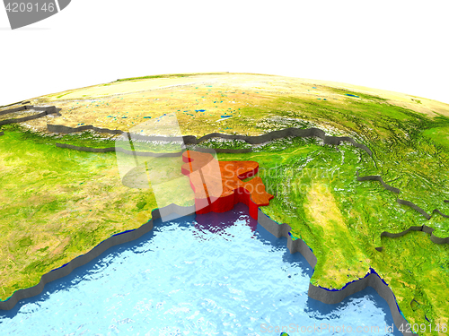 Image of Bangladesh on Earth in red