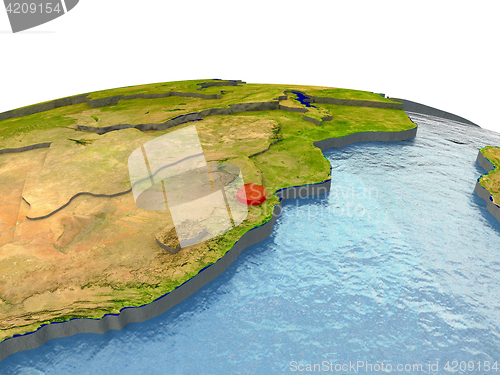 Image of Swaziland on Earth in red