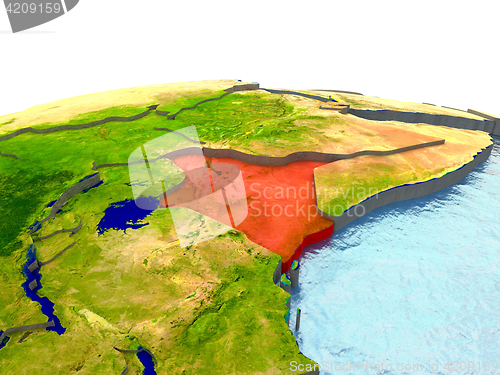 Image of Kenya on Earth in red