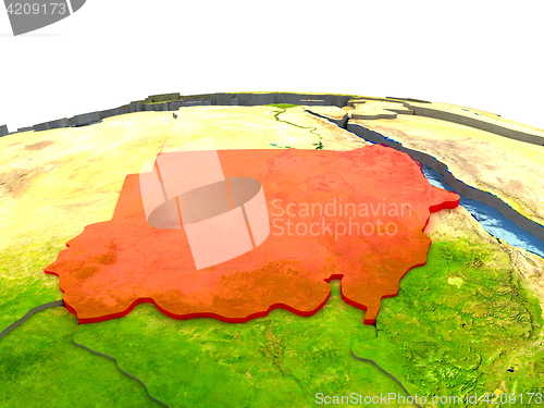 Image of Sudan on Earth in red