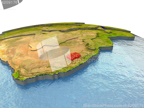 Image of Lesotho on Earth in red