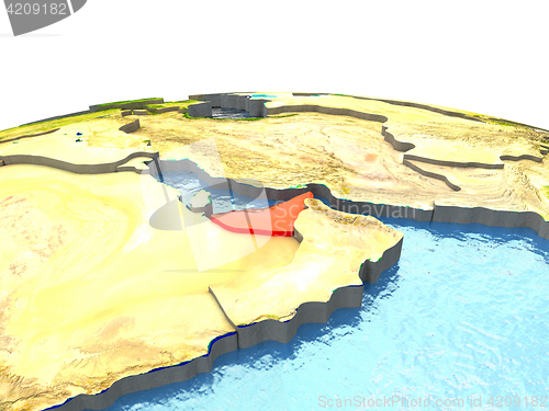Image of United Arab Emirates on Earth in red