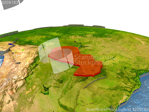 Image of Paraguay on Earth in red