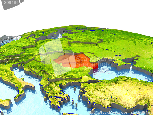 Image of Romania on Earth in red