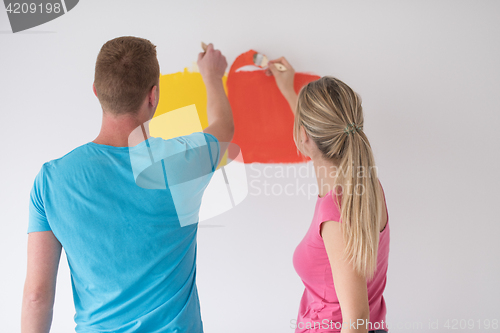 Image of couple painting interior wall