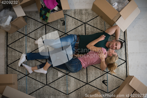 Image of Top view of attractive young couple