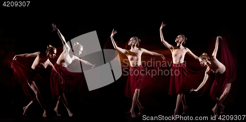 Image of The sensual and emotional dance of beautiful ballerina